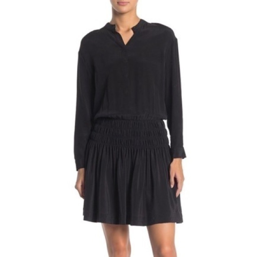 AllSaints Black Briar Smock Silk Dress